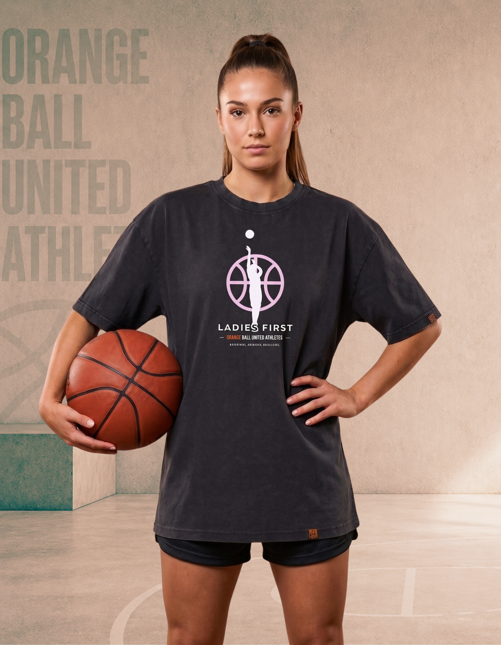 Women’s Oversized Acid Wash Basketball T-Shirt | LadiesFirst v.3