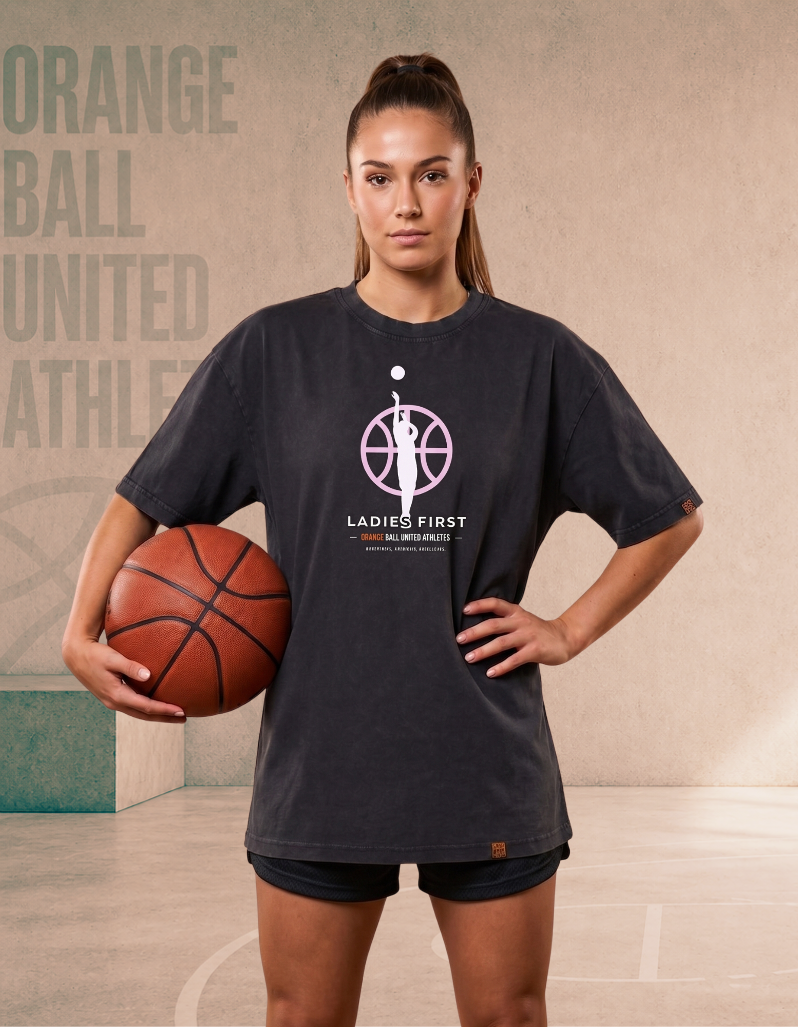 Women’s Oversized Acid Wash Basketball T-Shirt | LadiesFirst v.3